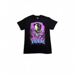 Marvel Venom T-Shirt Black Purple Medium Graphic Tee Comic Streetwear Y2K